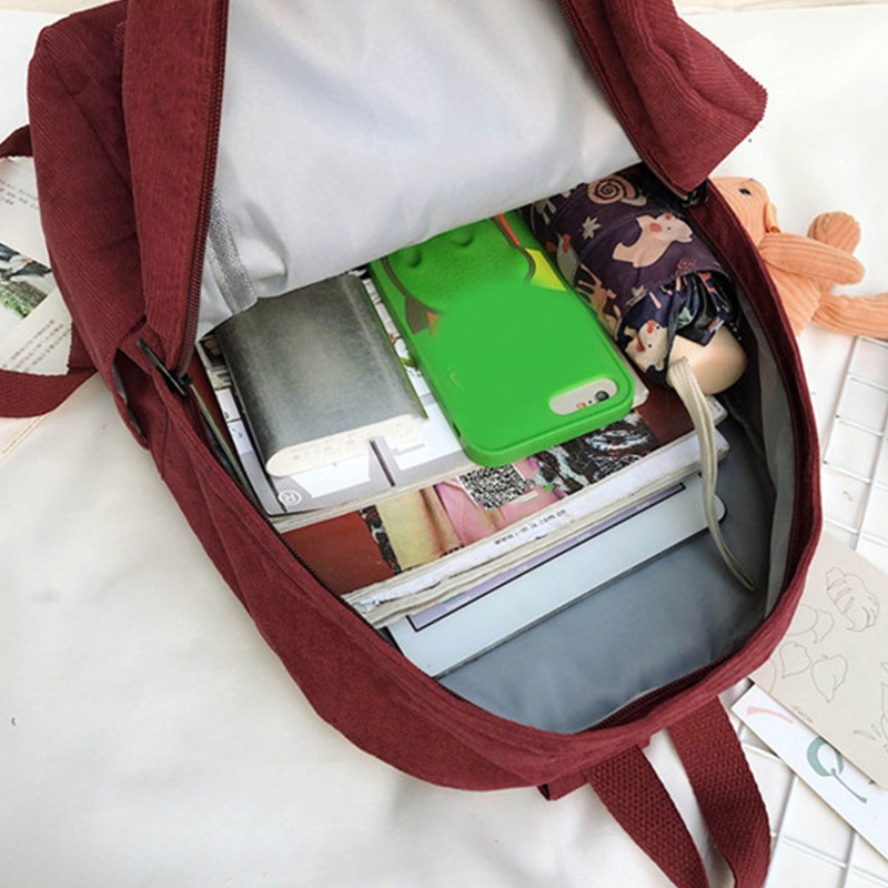 Ba Lô Đi Học / Du Lịch Chất Liệu Nhung Kẻ Thời Trang Cho Nữ