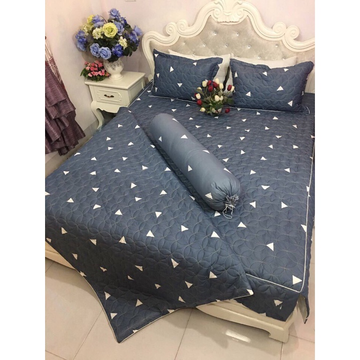 [BÁN RẺ LẤY TƯƠNG TÁC] Bộ Ga Gối Trần Bông Dày Dặn, Xẻ Góc ( Ga Chùm, Ga Phủ Xuống Giường Như Ảnh)
