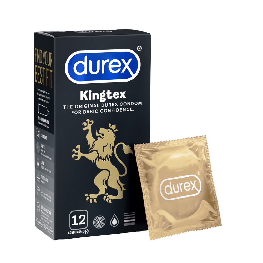 Bao cao su Durex Kingtex ôm sát, bôi trơn, size 49mm, hộp 12 bao