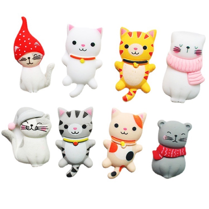 Charm mèo trắng xinh xắn và ngộ nghĩnh cho các bạn trang trí kẹp tóc, dán Jibbitz, vỏ ốp điện thoại, DIY
