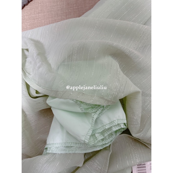 Jane Đầm suông sợi kim tuyến xếp nhún sóng xanh lá  Pastel cực yêu Ảnh thật cuối