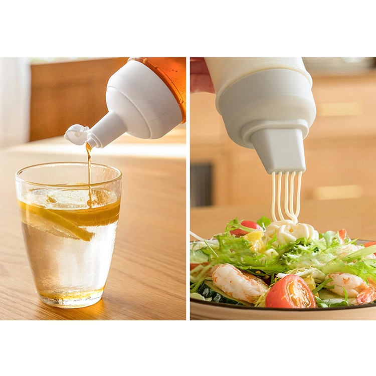 Bình nhựa đựng tương hoặc mật ong màu trắng tối giản