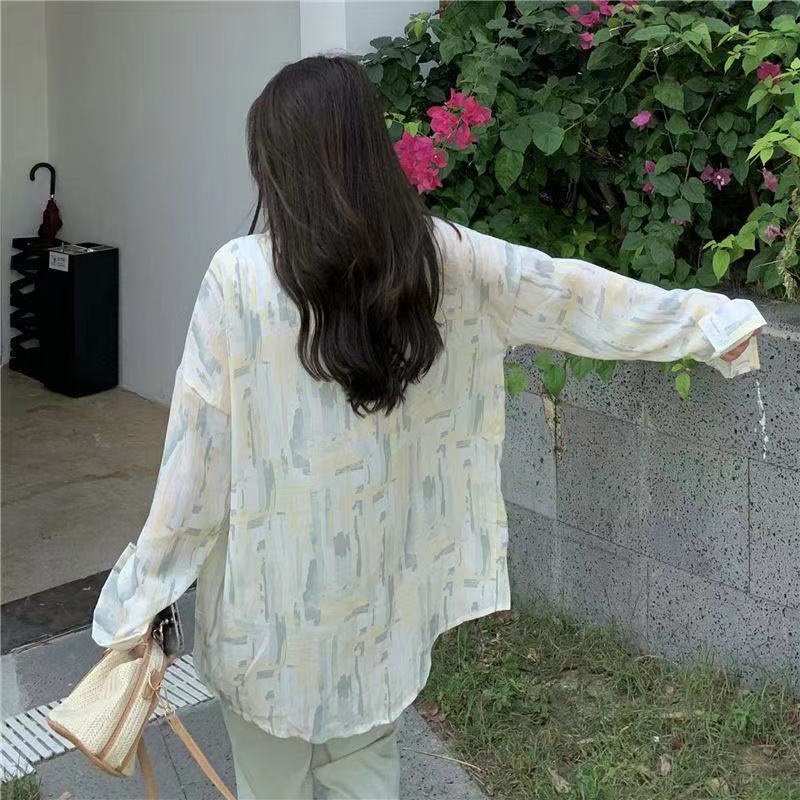 Áo Sơ Mi Voan Tay Dài Dáng Rộng Phong Cách Trẻ Trung Thời Trang Hàn Quốc