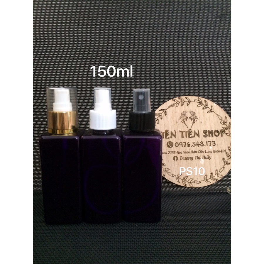 Chai nhựa vuông 150ml xanh tím đầu xịt phun sương