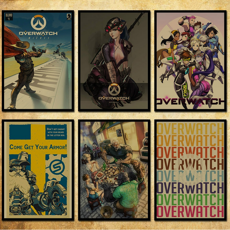 Áp phích dán tường trang trí hình game online overwatch kiểu retro cổ điển