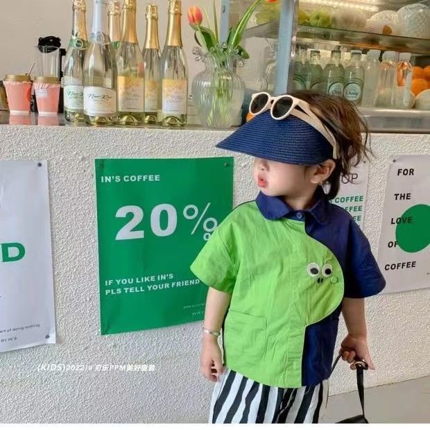 Áo Sơ Mi Ngắn Tay Họa Tiết Hoạt Hình Thời Trang Mùa Hè Hàn Quốc 2023 Dành Cho Bé