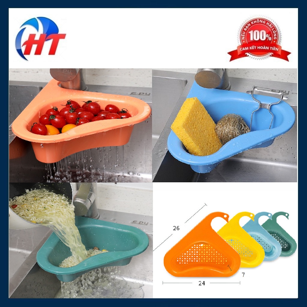 Rổ tam giác ráo nước đa năng gắn vòi rửa chén - Màu ngẫu nhiên