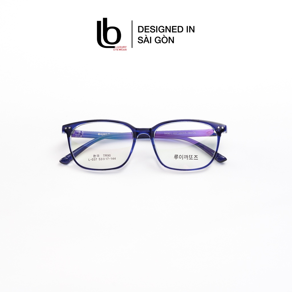 Gọng kính cận Vuông Chữ nhật LB Eyewear Korea L 037 - Nhựa dẻo - Đen / Xanh / Ghi xám trong