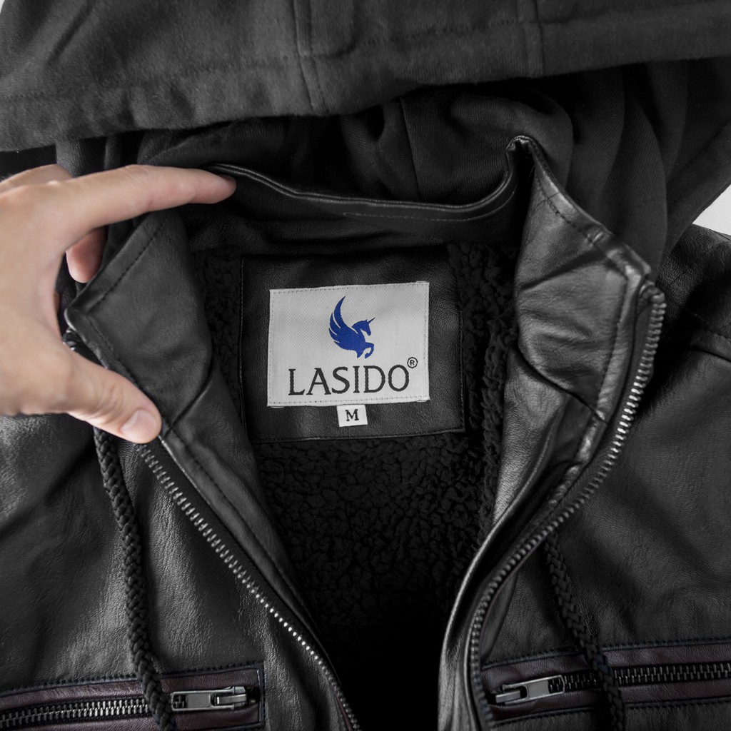 Áo khoác da nam lót lông ấm áp Lados 138, có nón nỉ tháo rời | BigBuy360 - bigbuy360.vn