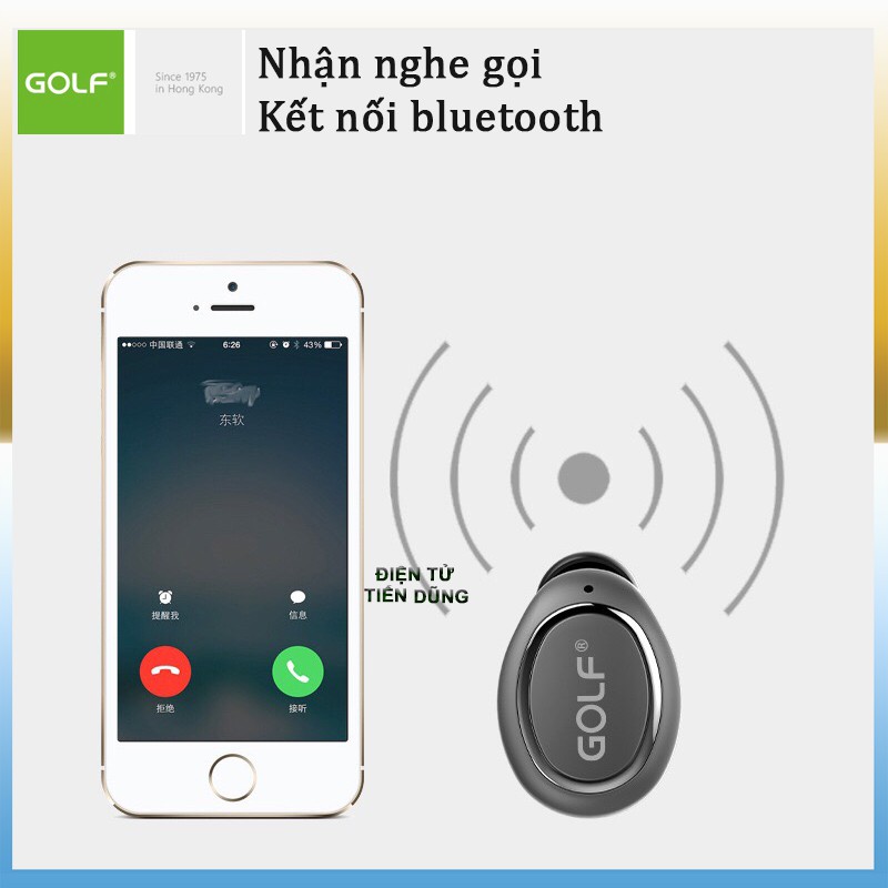 [Mã ELFLASH5 giảm 20K đơn 50K] Tai nghe Golf GF B9 với Bluetooth 4.1 không dây