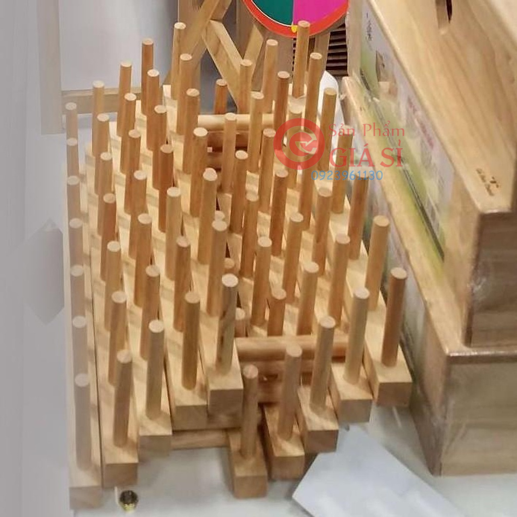 Giá Đựng Dĩa 7 thanh Gỗ Đức Thành- Giá để dĩa ❤️freeship❤️