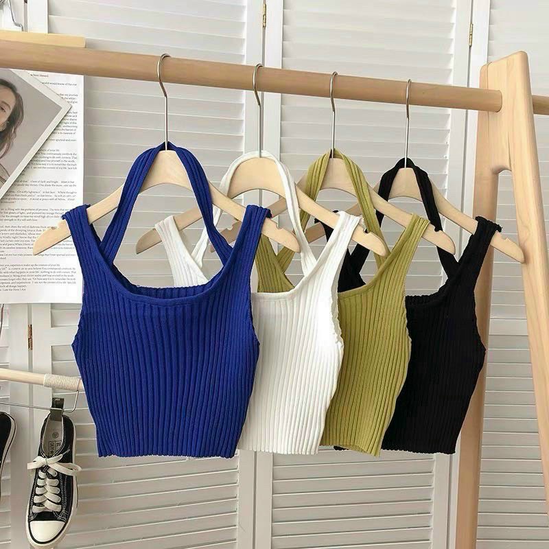 Áo 2 dây có yếm sát tay vải thun gân cách điệu lạ mắt chanh sả và cá tính Mc120