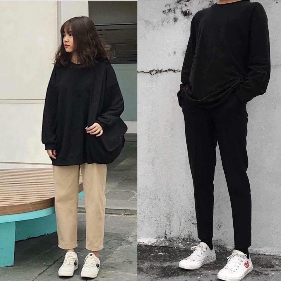 Nhập WAPCK111 giảm 25k đơn từ 200k - Áo SWEATER Trơn ĐEN UNISEX | BigBuy360 - bigbuy360.vn