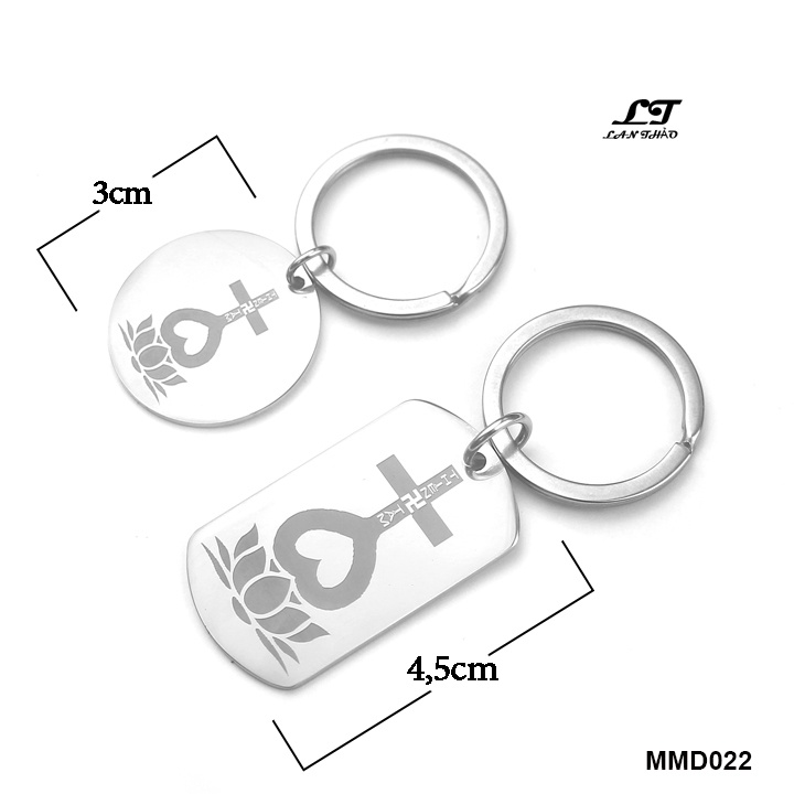 Móc khóa khắc Thiên Tâm bình an may mắn MMD022 Không đen không rỉ sét