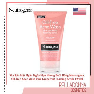 Sữa Rửa Mặt Ngăn Ngừa Mụn Neutrogena Oil-Free Ance Wash Pink Grapefruit Foaming Scrub 124ml
