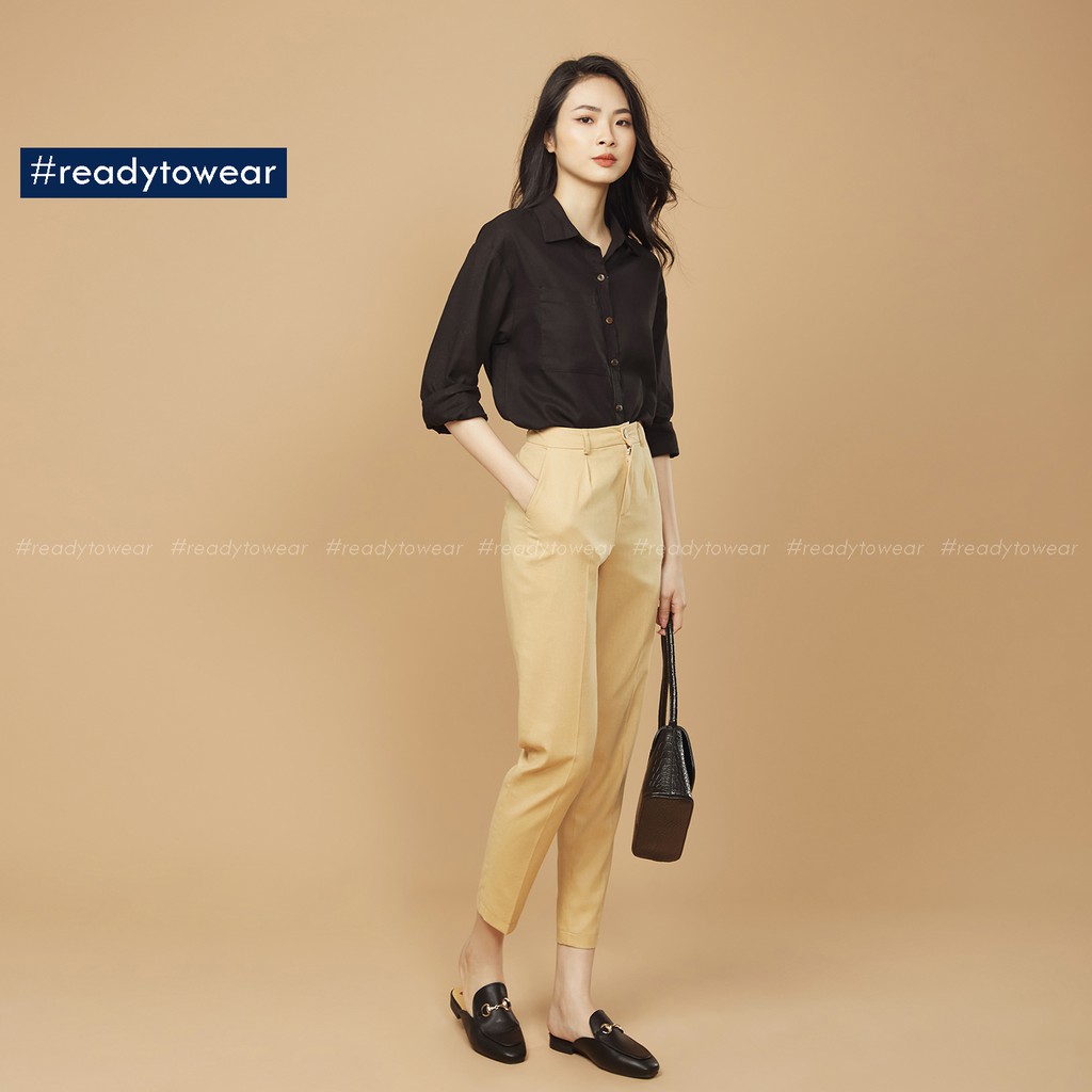 Sơ mi nữ form rộng oversize tay dài đi làm đi chơi có 1 túi ngực vải đũi - linen shirt SM02 | BigBuy360 - bigbuy360.vn