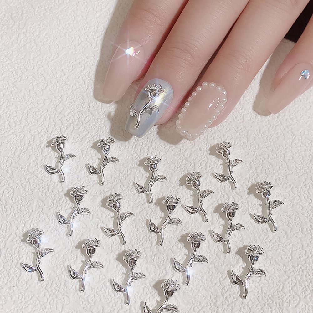 [Hàng mới về] Phụ kiện trang trí móng tay hình hoa hồng 3D bằng hợp kim sang trọng cho nữ