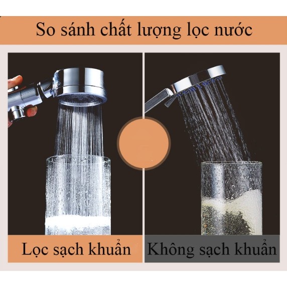 Vòi Sen Inox Lọc Khuẩn Tăng Áp Xoay 210 Độ Linh Hoạt Có Nút Stop Tặng Kèm Dây