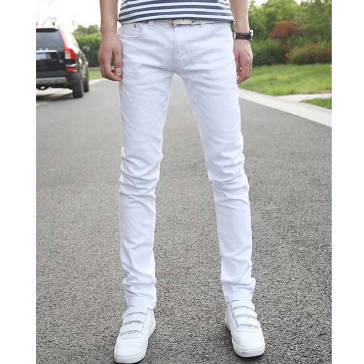 Quần Jean Skinny Basic In White Unisex