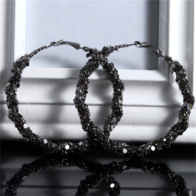 Fm Bông Tai Thời Trang Hình Tròn To Màu Đen Xu Hướng, Bông Tai Thời Trang Nữ