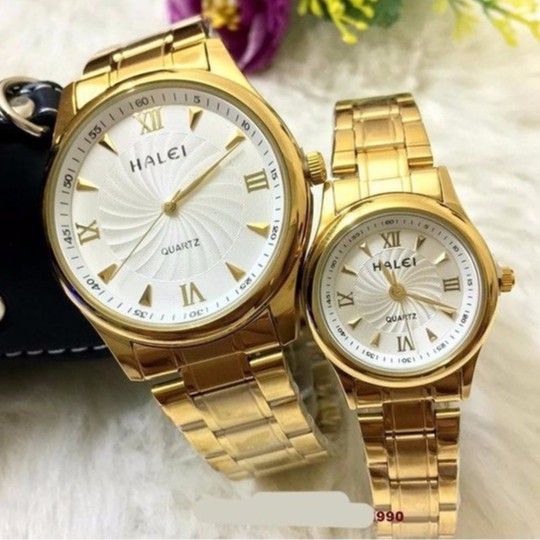 Đồng Hồ Đôi Nam Nữ Halei 489 Dây Kim Loại Chính Hãng