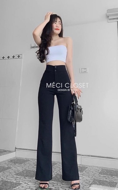 Quần ống loe cạp cao 2 khuy | BigBuy360 - bigbuy360.vn