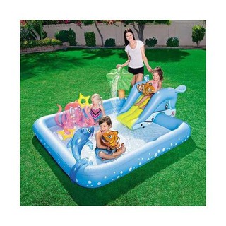 Bể phao liên hoàn cầu trượt cá heo Bestway 53052