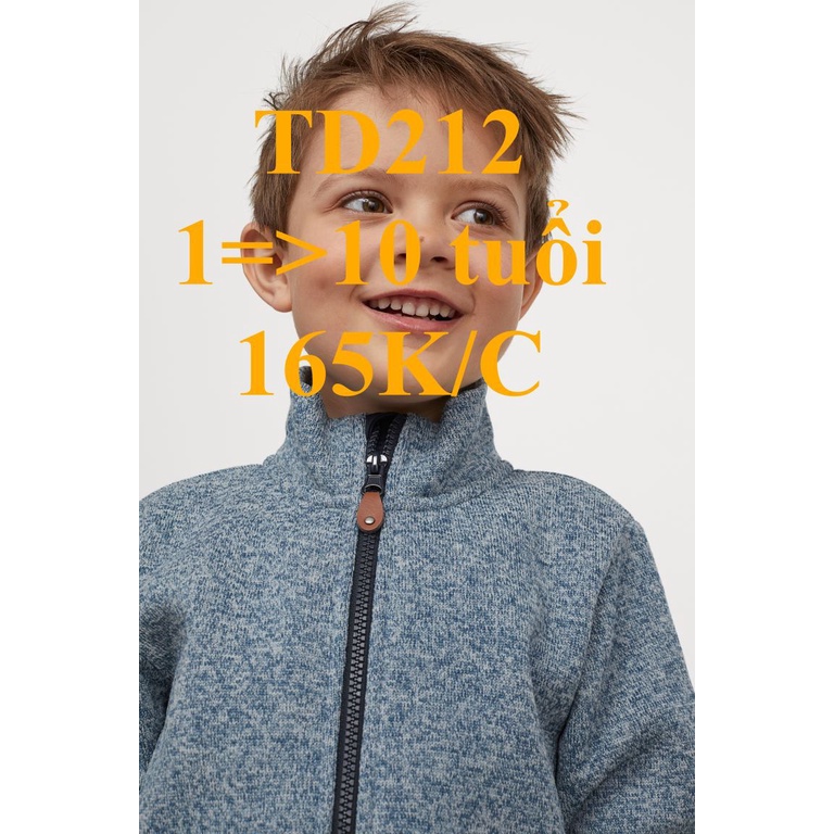 * Mã TD212: Áo khoác dạ len cổ trụ có khoá kéo cho bé trai Made in Cambodia BC 5314