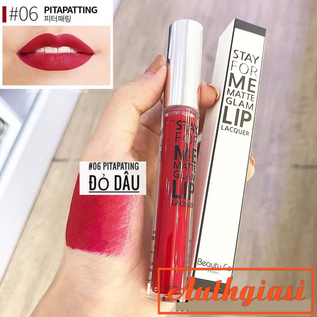 Son Kem màu Đỏ Dâu Ngọt Ngào Nữ Tính Siêu Lì Beauty Co Stay For Me 06 Pitapatting