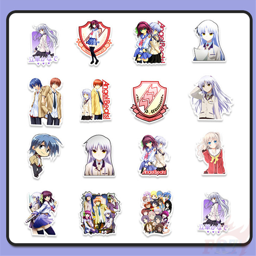 Set 50 nhãn dán họa tiết hoạt hình Angel Beats xinh xắn