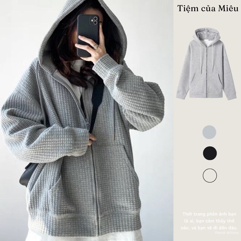 ÁO KHOÁC NỈ ZIP TRƠN TIỆM CỦA MIÊU (kèm ảnh thật)