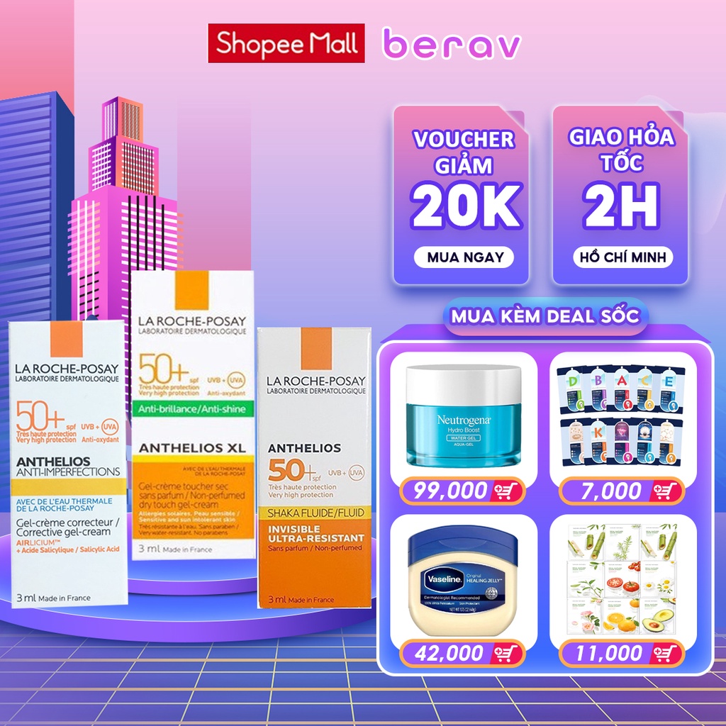 Kem chống nắng La Roche-Posay UVB UVA SPF 50+ Anthelios giúp kiểm soát dầu 3ml
