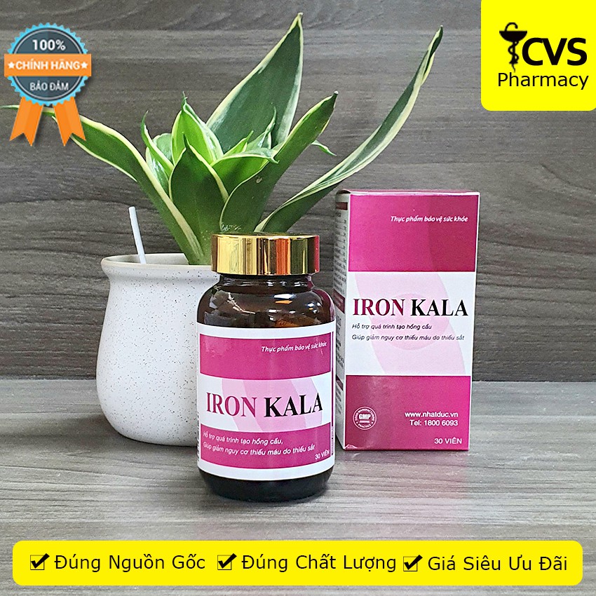 Viên Uống Iron Kala - Hỗ Trợ Quá Trình Tạo Hồng Cầu & Giảm Nguy Cơ Thiếu Máu (30 viên)