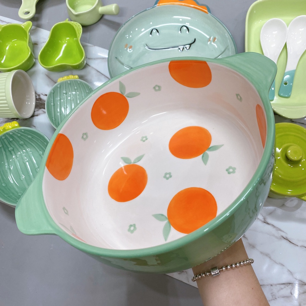 SEt 16 món bát đĩa màu xanh cực xinh