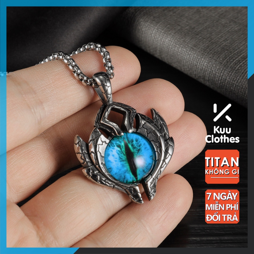 Vòng Cổ Dây Chuyền Nam Hình Con Mắt Blue Eyes Chains Kuu Clothes Ngầu Màu Xanh Đỏ Chất Liệu Titan Không Gỉ - Blue Eyes