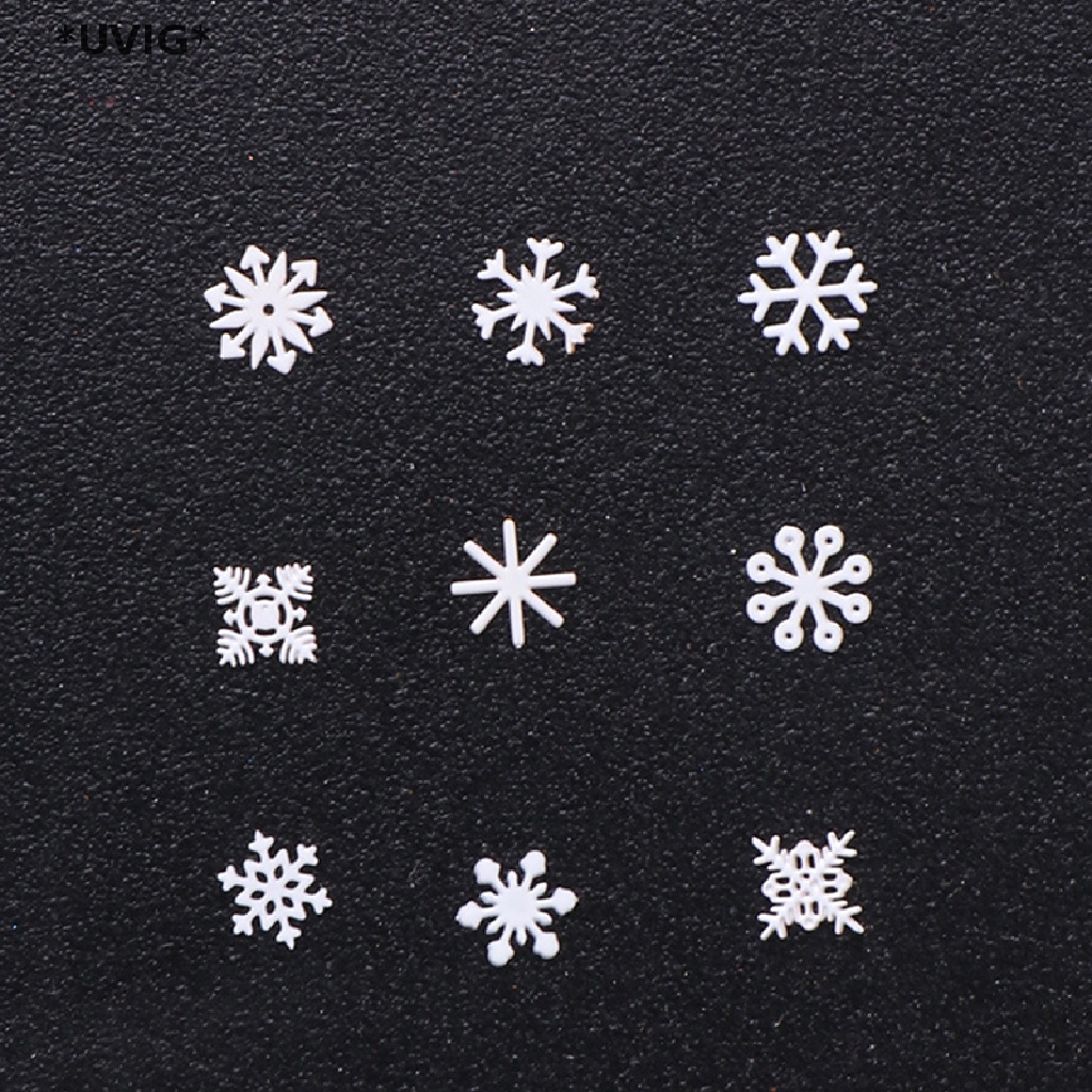 [[UVIG]] 1 Bottle/100pcs Nail Art Decorations for 2022 New Year Winter White Snowflakes [Hot Sell]