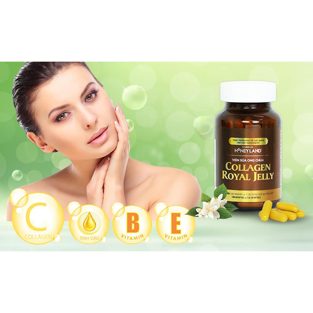 Bộ 2 hộp Viên sữa ong chúa Collagen HONEYLAND tổng 300 viên hỗ trợ làm đẹp da mịn da hạn chế thâm nám