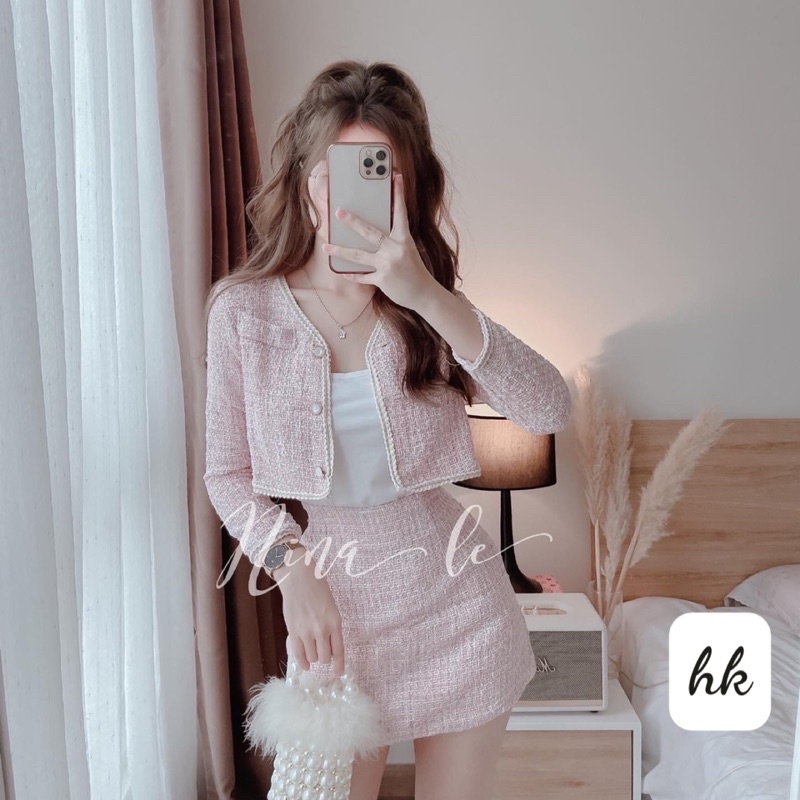 Set dạ tweed tay dài (hàng sẵn- ảnh thật ở cuối)