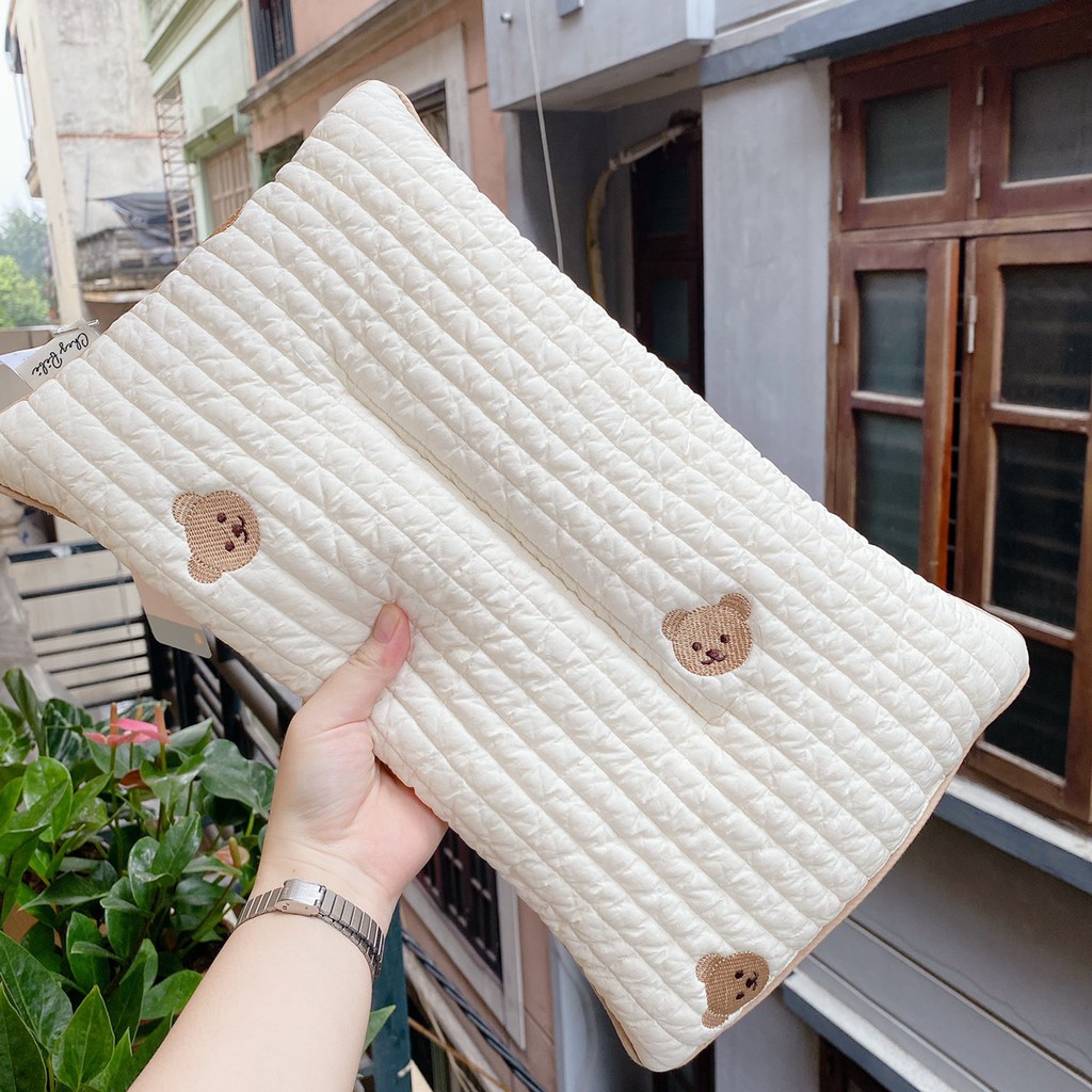 Gối nằm cho bé/Gối Chữ Nhật Hàn CHEZBEBE 100% cotton lưới 3D thoáng khí