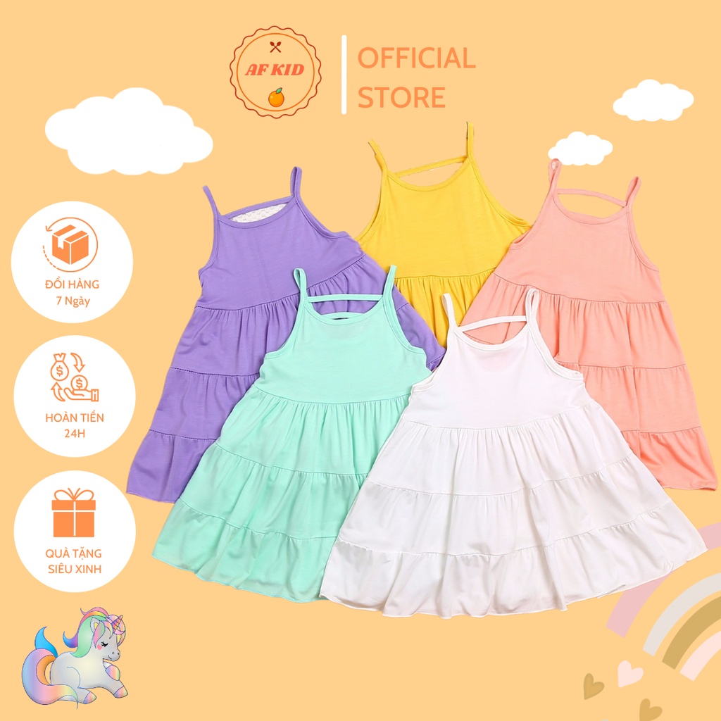Váy xòe 2 dây AF KID cho bé gái chất thun lạnh mềm mịn mát 10 đến 22kg