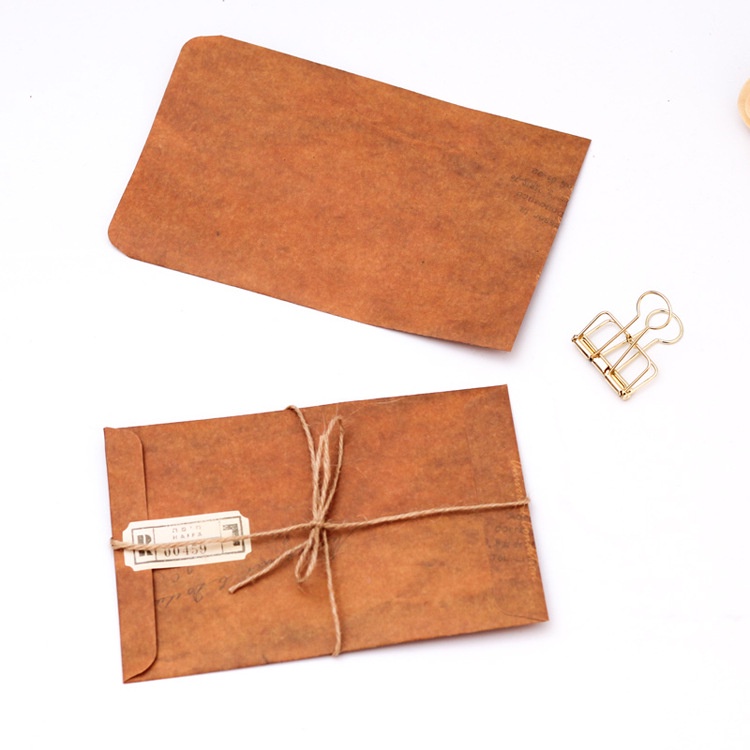 Bộ 30 Vỏ Phong Bì Thư Bằng Giấy Kraft Phong Cách Vintage Kèm Dây Thừng