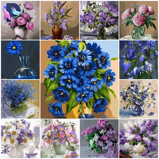 Bộ 24 Tranh Sơn Dầu Hình Hoa 3 Sao Kích Thước 40x50 cm Trang Trí Tường