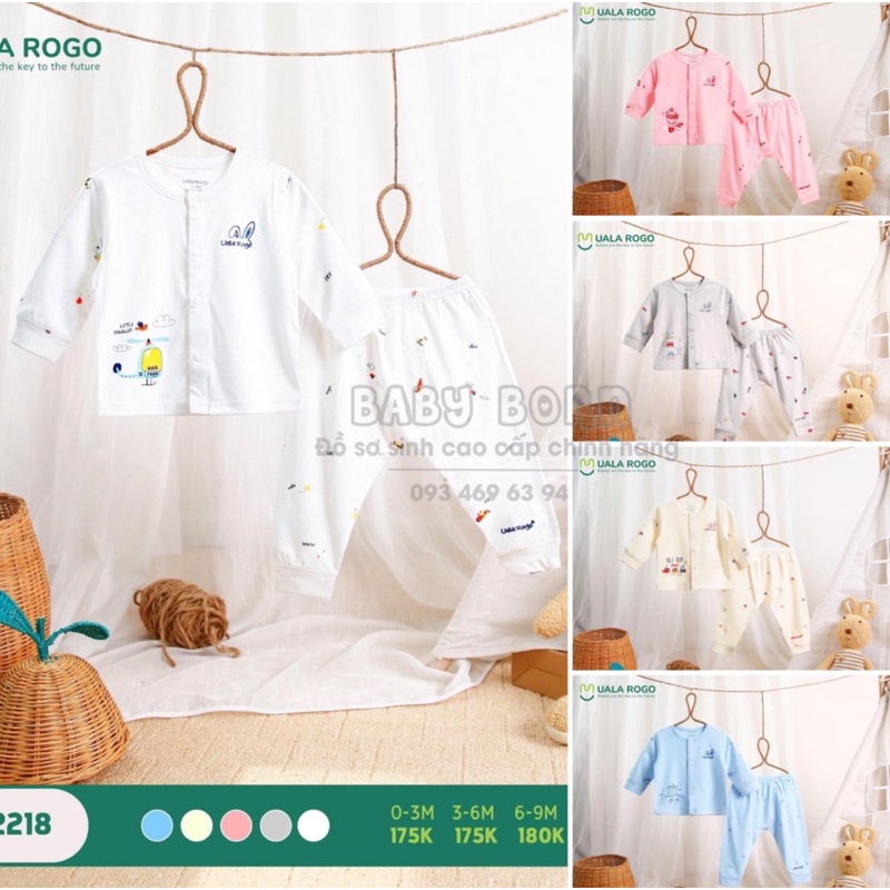 Uala Rogo - Bộ quần áo petit siêu mềm mịn cài thẳng hoạ tiết UR2218