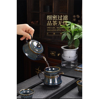 Bộ ấm chén pha trà men thiên mục Lông thỏ hỏa biến