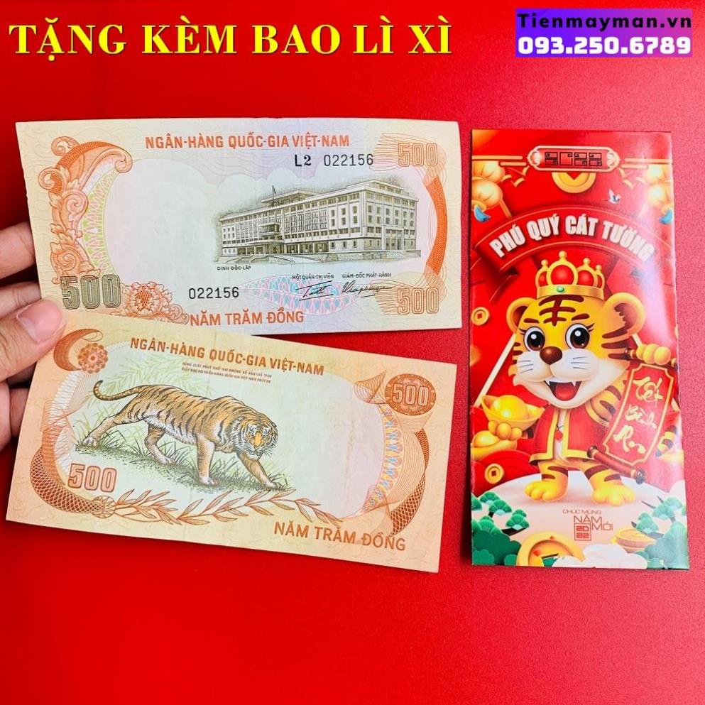 Tờ tiền lì xì hình con hổ 500 đồng xưa lì xì năm Nhâm Dần tài lộc cùng bao lì xì siêu kute, Quà Tết 2022