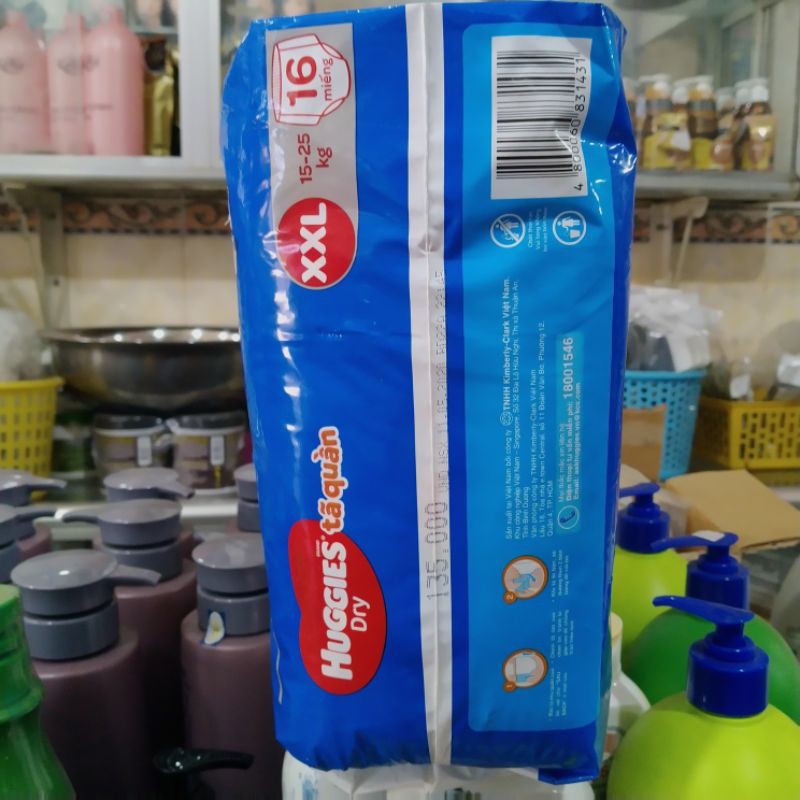 Tã quần em bé Huggies Dry size XXL (16 miếng/gói).