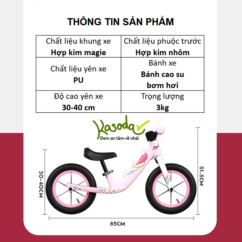 Xe thăng bằng cho bé từ 2 3 4 5 tuổi bánh hơi Cakalyen khủng long có dây deo vai