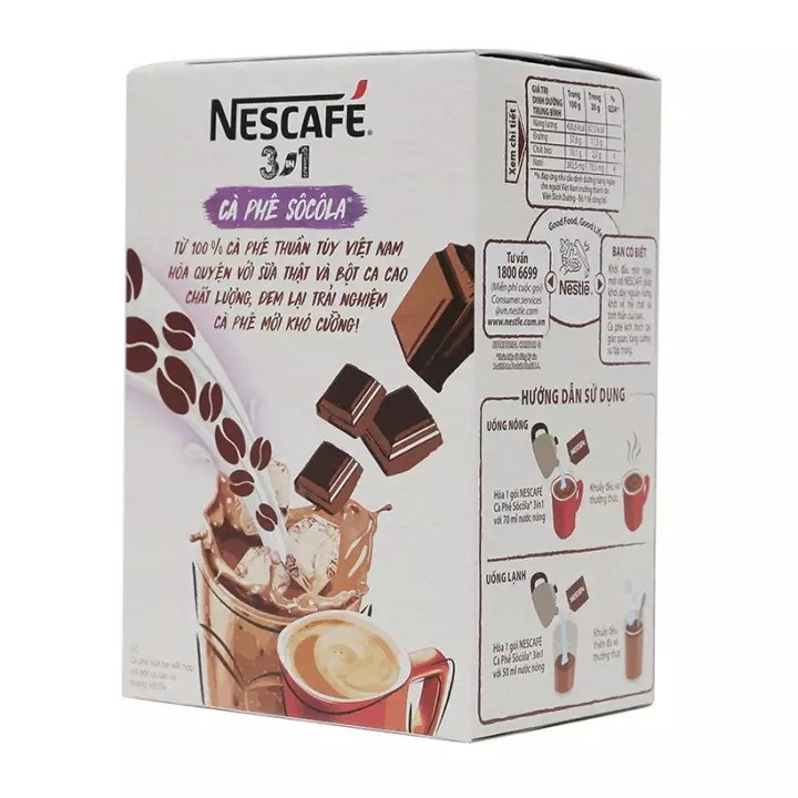 NesCafe hoà tan 3in1 Cà phê Sôcôla (10 gói x 20g)