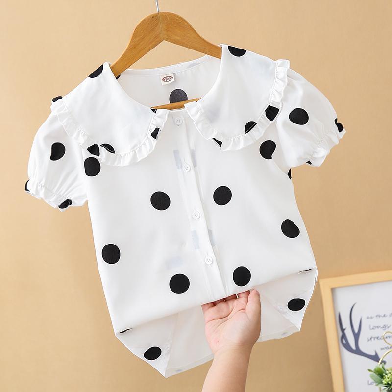 Áo Sơ Mi Tay Ngắn Màu Trắng Phong Cách Mới Cho Bé Gái