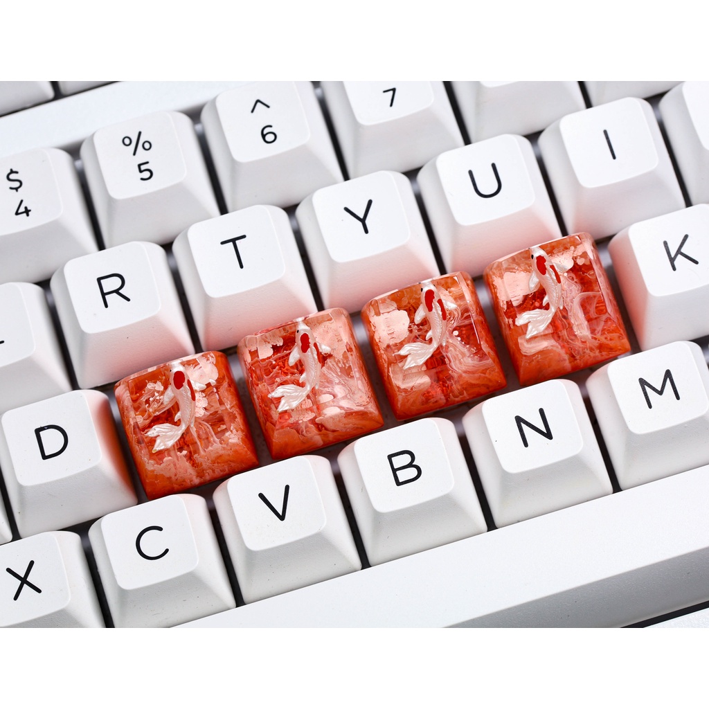 Keycap cá koi đỏ sắc màu cho bàn phím cơ, keycap SA profile, keycap lẻ giá rẻ, keycap anime